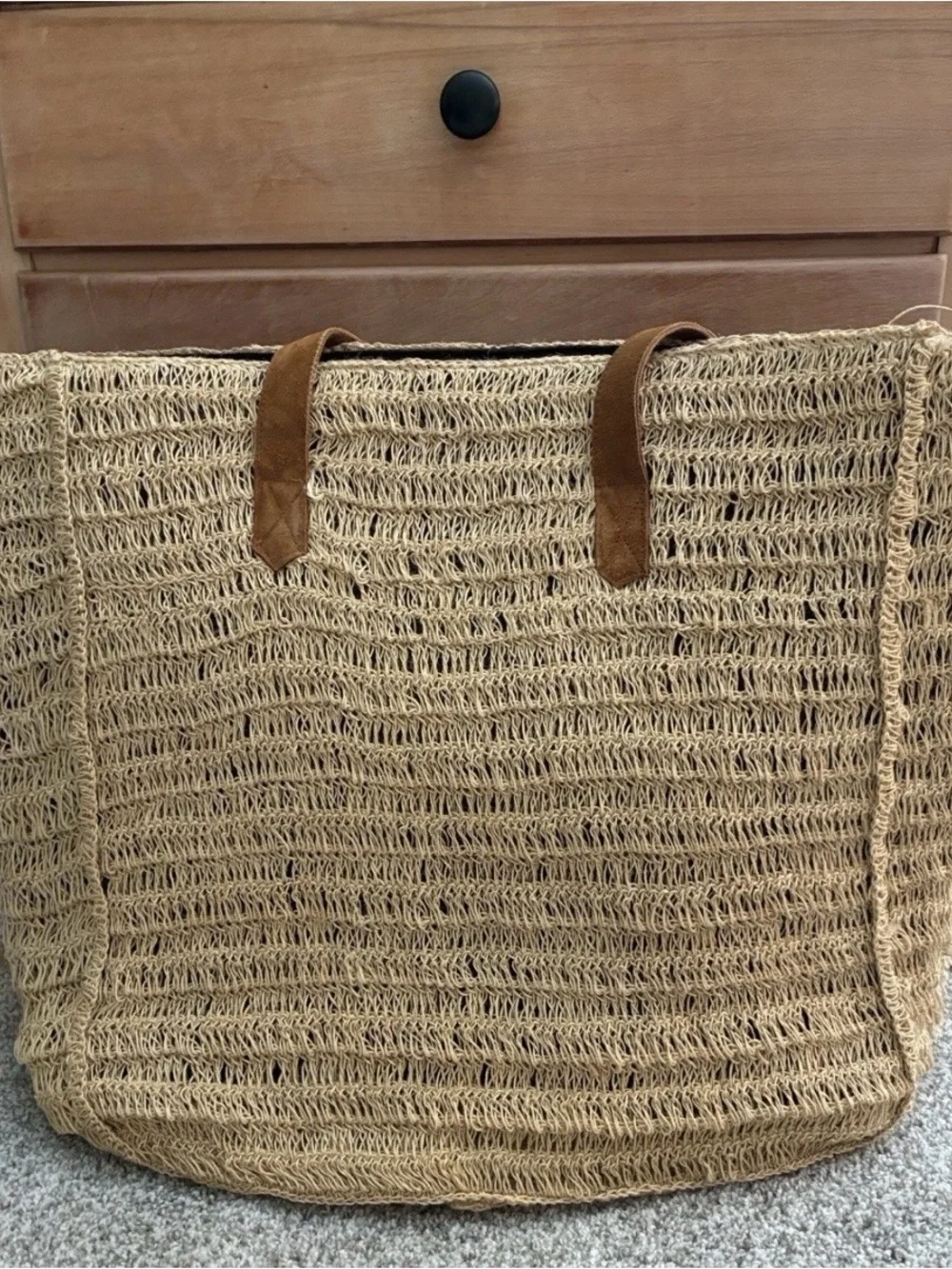 Macchia di Ruggine OVERSIZED SQUARE JUTE TOTE- CHARCOAL NWT! - Picture 9 of 13